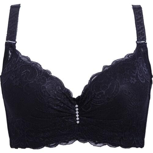 Plus Size Ultra thin Lace Bralette For Woman Racerback Push Up Underwire Bra Cotton Brassiere big size C D E Cup Bra Underwear