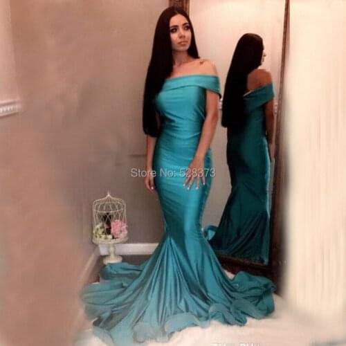 YNQNFS IED33 Stretch Jersey Sexy Mermaid Tight Evening Prom Wedding Party Dresses Emerald Green Boat Neck