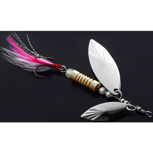 1Pcs Tied Feather Treble Hook Double Composite Materials Rotating Sequin Lure Metal Fishing Bait 7g/10g Spinner Spoon Lure Tack