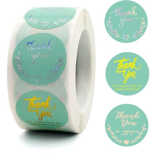 100-500pcs Round Green Business Label Stickers Paper Thank You Stickers for Baking Packaging Seal Labels Stationery Stickers