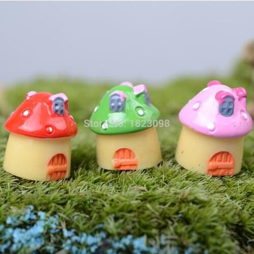 4 Pcs/lot Mini Mushroom House 2cm Four Color Red Pink Green Purple Mini Decoration Fairy Decor Home Decor Fairy Garden Supplies