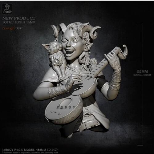 55MM Resin Bust model kits Goat girl self-assembled TD-2427