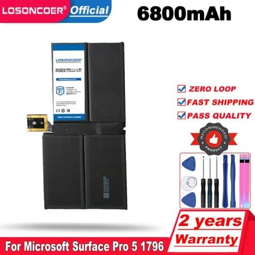 LOSONCOER Top Brand 100% New 6800mAh G3HTA038H DYNM02 Laptop Battery for Microsoft Surface Pro 5 1796 Series Tablet DYNM02