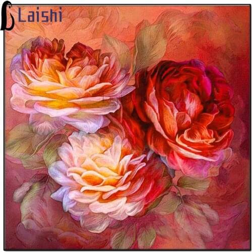 Full mosaic Square Round Drill 5D DIY Diamond Painting peony flower 3D Diamond Embroidery mosaic Cross Stitch Home Decoration