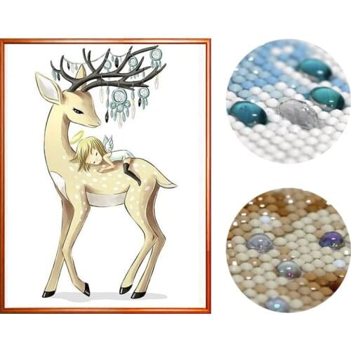 Special Shaped Diamond Painting Diamond Mosaic 5d DIY Diamond Painting Full Drill Resin Deer Nordic Elk and Angel Cartoon