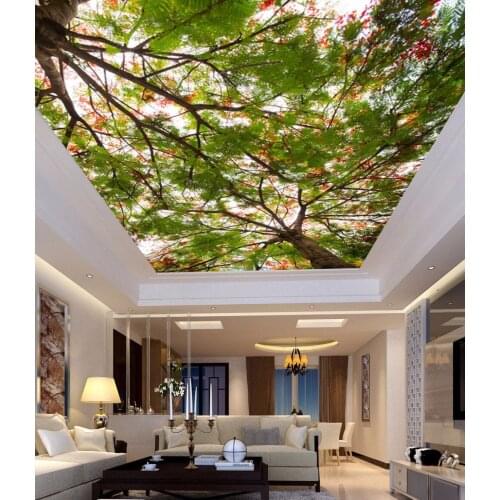 Large ceiling Papel Mural 8d/3D Wallpaper Mural for Living Room 3d Green tree Wall paper 8d Photo Mural 3d Wallcoverings