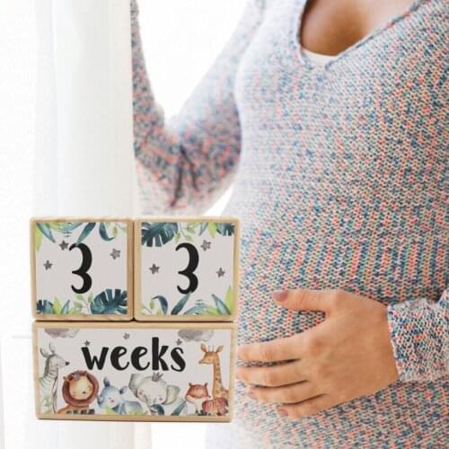 Baby Milestone Memorial Monthly Wooden Block Photography Photo Month Sticke 24BE