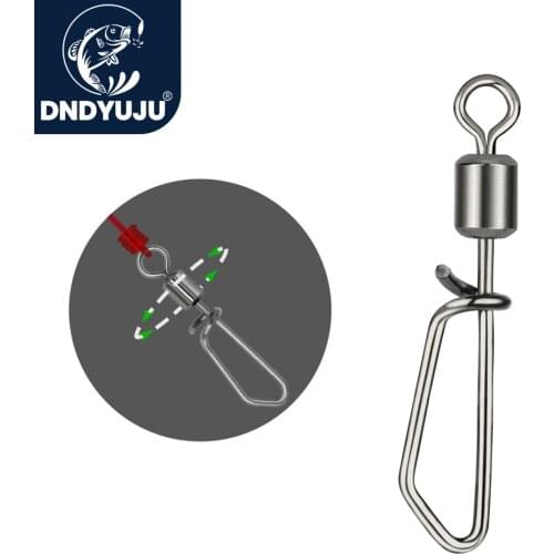 DNDYUJU 30pcs Fishing Rolling Swivels Connector with T Shape Snap 2#-10# For Fishhook Lure Tackle Carp Fishing Accessories