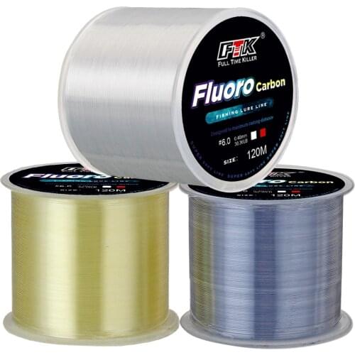 120M Fluorocarbon Fishing Line 0.14mm-0.5mm 4.13LB-34.32LB 1.88kg-15.6kg Carbon Fiber Leader Line Fishing Lure Wire Sinking