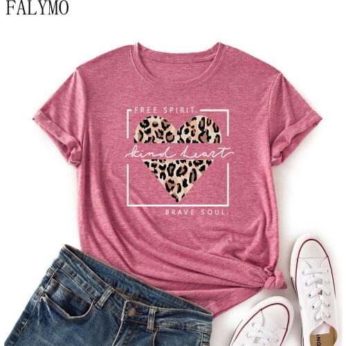 Free Spirit Kind Heart Women Short Sleeve Casual T-Shirt Summer Graphic Tee Shirts Female Clothes Tops Shirts for Women Top