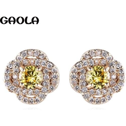 GAOLA Lovely Mini Crystal Rose Flower Stud Earrings Simple Small Earring Women Girl Party Birthday Gift GLE3483