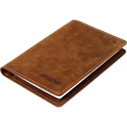 GUBINTU Vintage Men Genuine Leather Travel Passport Cover Credit Card Holder Wallet Organizer for Document Purse For Man