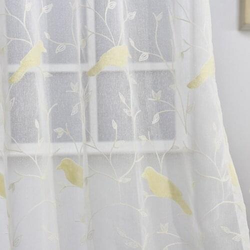Exquisite Bird Embroidered Window Screen for Living Room Dining Room Bedroom American Modern Style Embroidery Curtains Screen