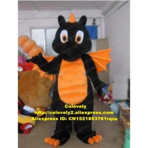 Black Dragon Dinosaur Dino Mascot Costume Adult Cartoon Character Outfit Suit Routine Press Briefing Mega-event zz7865