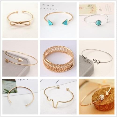 L222 New Fashion Bohemia Vintage Moon Sun Gem Open Cuff Bracelets Bangles For Women Jewelry Gypsy Retro Ethnic Bangles Bijoux