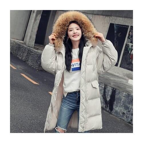 MLCRIYG Womens Winter Jacket New Warm Wadded Jacket Female Warm Large Fur Overcoat Long Parka Casual Basic Jacket LX356