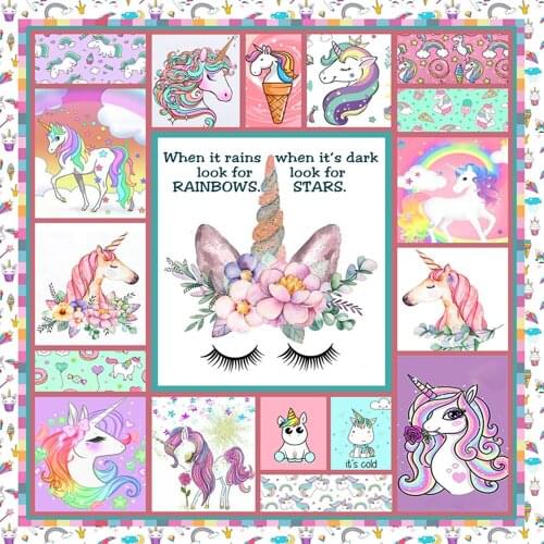 Cartoon Unicorn 3D printed Blanket Soft Flannel Thicken Blanket Throw for Boys Girls on Bed Sofa Custom Kids Best Christmas Gift