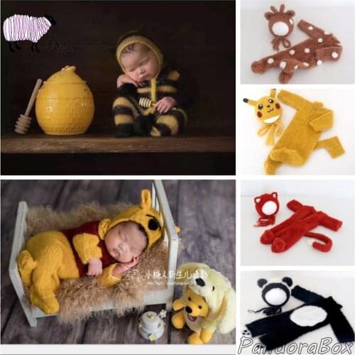 Handmade Cartoon Romper Newborn Baby Photography Props fotografia Accessory Boy Girl Photo Shoot Outfits Baby fotoshooting Prop