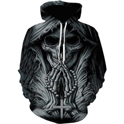 2020 Fashion Brand Black Skull Mens Hoodies 2020 Spring Autumn Male Casual Sweatshirts Men Harajuku Cool Hip hop Pullover Tops