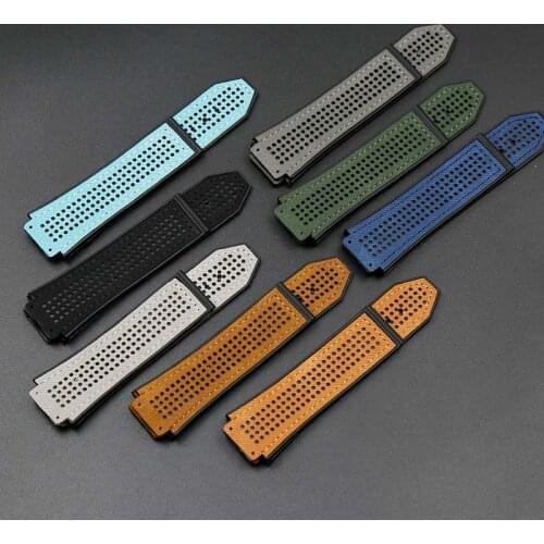 Mens nylon fabric 25 x 19MM for Hublot strap ladies waterproof sports rubber watch with accessories