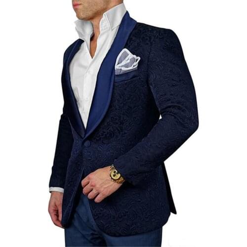 Custom Men Suit Hot Sale Wedding Navy Slim Fit Groom Tuxedos Groomsman Blazer 2 Piece (Jacket+Pants) Mens Suits
