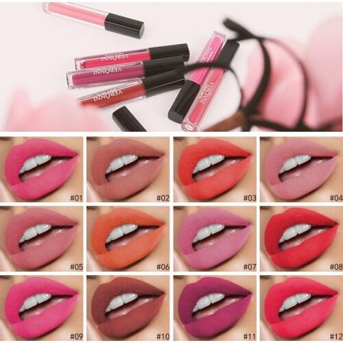 VERONNI Sexy Matte Lip Gloss Set Makeup Liquid Lipstick Waterproof Long Lasting Moisturizing Girl Women Lip Tint Beauty Cosmetic