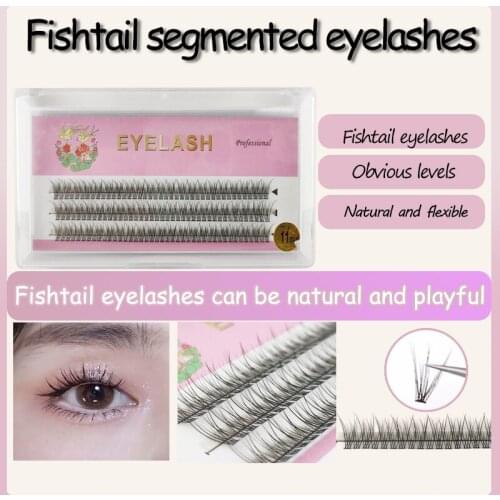Roundhair 3 rows of natural fishtail type false eyelashes dovetail C curve grafting thick eyelashes soft makeup tool