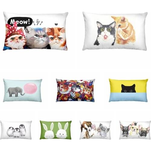 Cartoon Small Animal Printed Pillowcase Puppy Cat Waist Pillow Cushion Decorative Pillows Almofadas Decorativas Para Sofa 50*30
