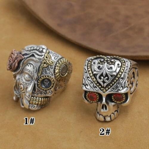 NEW! Handmade 925 Silver Skull Ring Man Ring VintageSterling Silver Skull Ring Pure Silver PUNK Ring Jewelry Gift