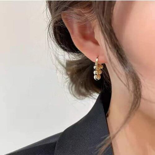New Fashion Gold Sliver Color Flower Clip Earring For Women With Piercing Ball Rock Vintage Gold Ear Cuff Girls Jewerly Gifts