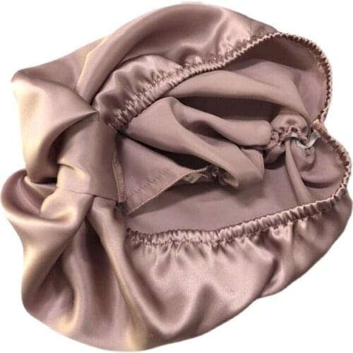 New Style 16 Momme Silk Night Hat, Female Mulberry Silk Hair Cap for Home Hair Care Elastic Hat Hair Bonnet Quick Shipping