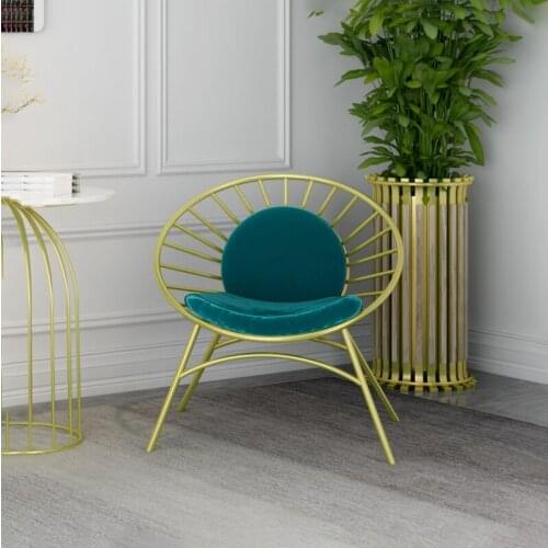 Nordic Dining Chair Wrought Iron Luxury Chair Modern Minimalist Gold Backrest Creative Dining Chairs Ins House Kitchen Furniture