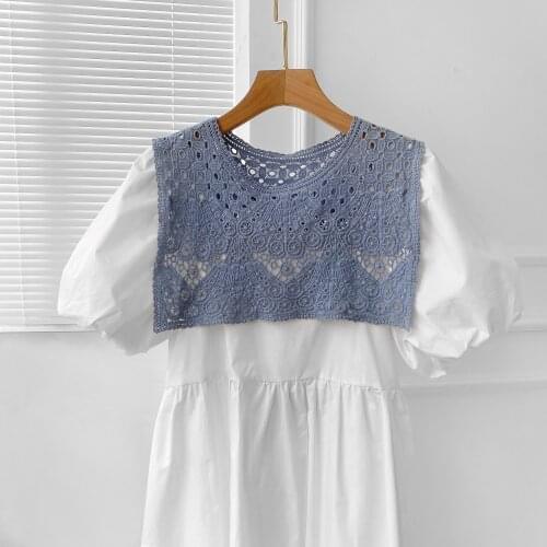 Autumn New Lace Cotton Waistcoat Shawls for women party ladies shawls Korean Cutout Pullover Scarf All-match Decoration