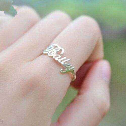 Personalized Font Name Ring Jewelry Stainless Steel Handmade Custom Ring Wedding Gifts Gold Silver Adjustable Anillos Mujer