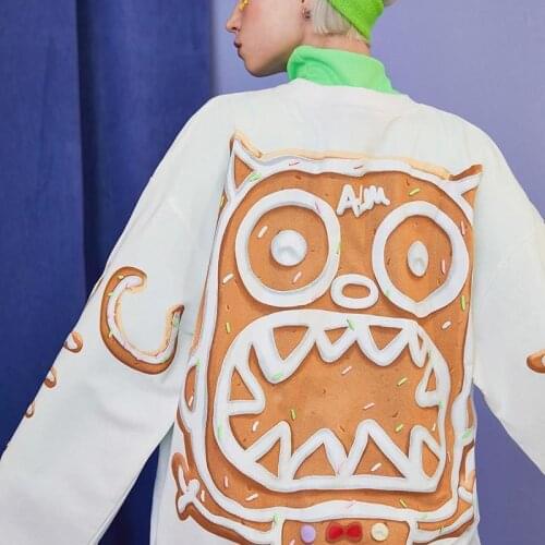 Casual Women Hoodies Oversize Sweatshirts Loose Hip Hop Streetwear Cool Pullover Tops 2021 Autumn New Print Sweatshirt