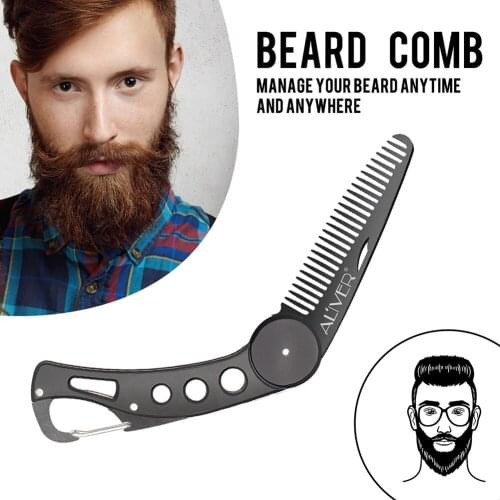 Hair Comb Mens Dedicated Stainless Steel Folding Comb Set Mini Pocket Comb Beard Care Tool Salon Moustache Styling Hair Brush