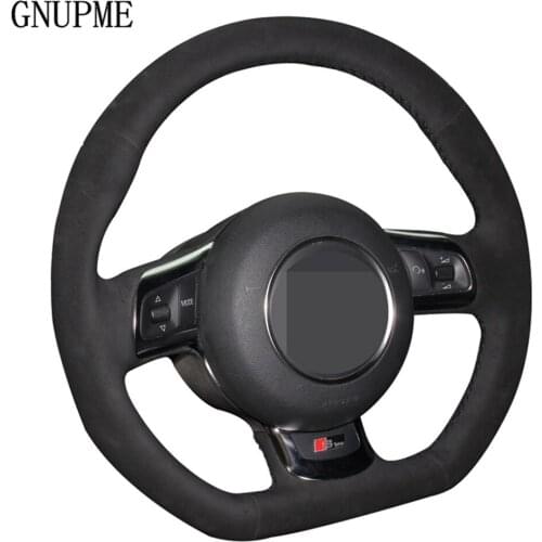 DIY Black Genuine Leather Suede Car Steering Wheel Cover For Audi TT TTS (8J) 2006-2014 A3 S3 (8P) Sportback 2008-2012 R8 (42)