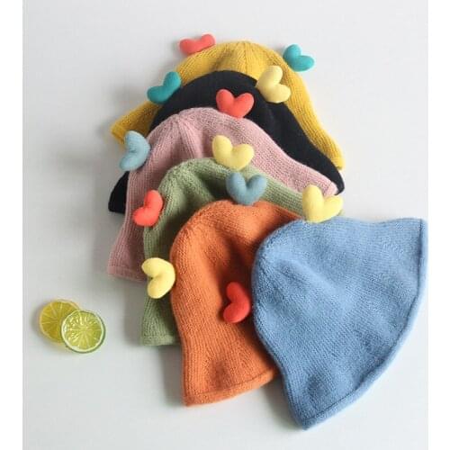 Cute Cartoon Double Love Baby Hat Winter Knitted Kids Hat Fisherman Hat Warm Infant Baby Boy Girls Cap Children Beanie Bonnet