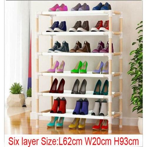 Six layer wooden shoe rack