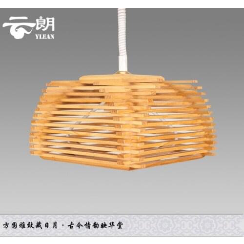 Modern Wood Bird Cage Pendant Light 37*37*22cm Bedroom E27 110-240v lampen industrieel