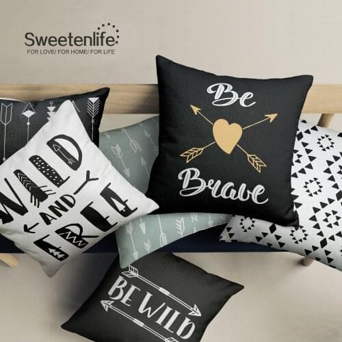 Sweetenlife Modern Style Stylish Decorative Cushion Covers Black and White Arrow Throw Pillows 50CM*50CM Cushion Covers For Sofa