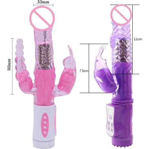 Triple Pleasure Erotic Intimate Goods Rabbit Vibrator Sex Toys for Adults Women G Spot Clit Stimulator Rotating Dildo Vibrators