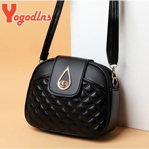 Yogodlns Fashion Diamond Lattice Shoulder Bag Women Leather Small Round Crossbody Bag High Quality Messenger Bag Brands Handbag