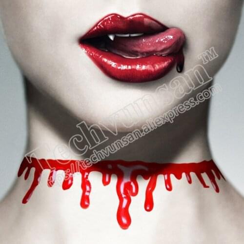 20piece/lot Halloween Horror Drop Necklace props Gothic Vampire bloody cut throat bloodstains Fake blood Necklace Bracelet