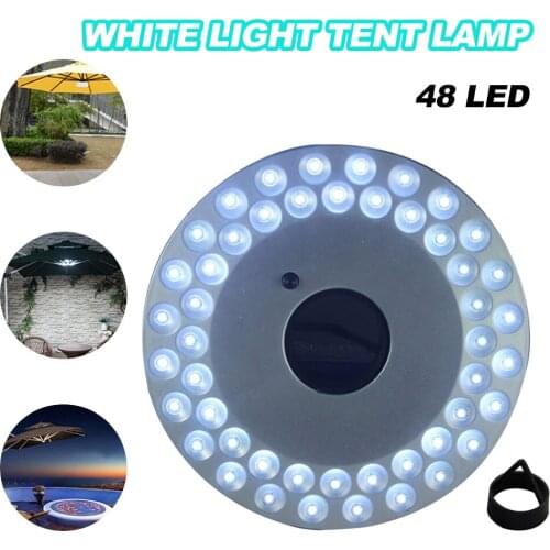 48 LED White Light Outdoor Camping Tent Lamp Battery Powered Portable Camp Lamp Plastic Lighting Round Disc Hanging Lamp