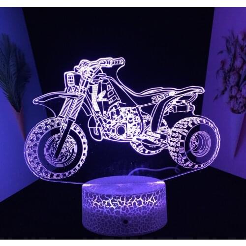 Car Series Three-Wheeled Off-Road Motorcycle 3D LED Lamp Acrylic Light Guide Plate Touch Switch Home Decor for Birthday Gifrs