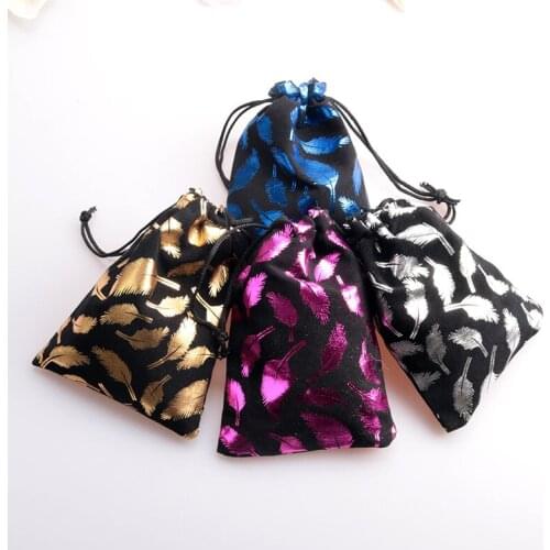 200pcs 10X14CM 5Colors Feather Drawstring Velvet Bags Pouches Jewelry Bags Christmas Valentines Gifts Bags High Quality Packing