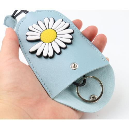 Cartoon Daisy Flowers Pull Type Key Bag PU Leather Key Wallets Housekeepers Car Key Holder Case New Leather Keychain Pouch