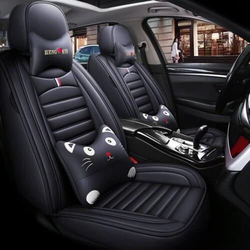 Cartoon Leather Car Seat Cover for VW GOLF Polo Passat B6 B8 Touareg Scirocco Caddy Jetta New Beetle Auto Accessories