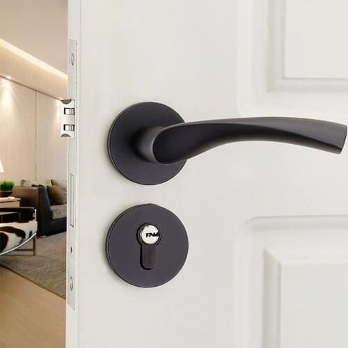 European Household Security Indoor Locks For Wooden Door Space Aluminum Mechanical Door Lock Black Silver Bedroom Mute Locks